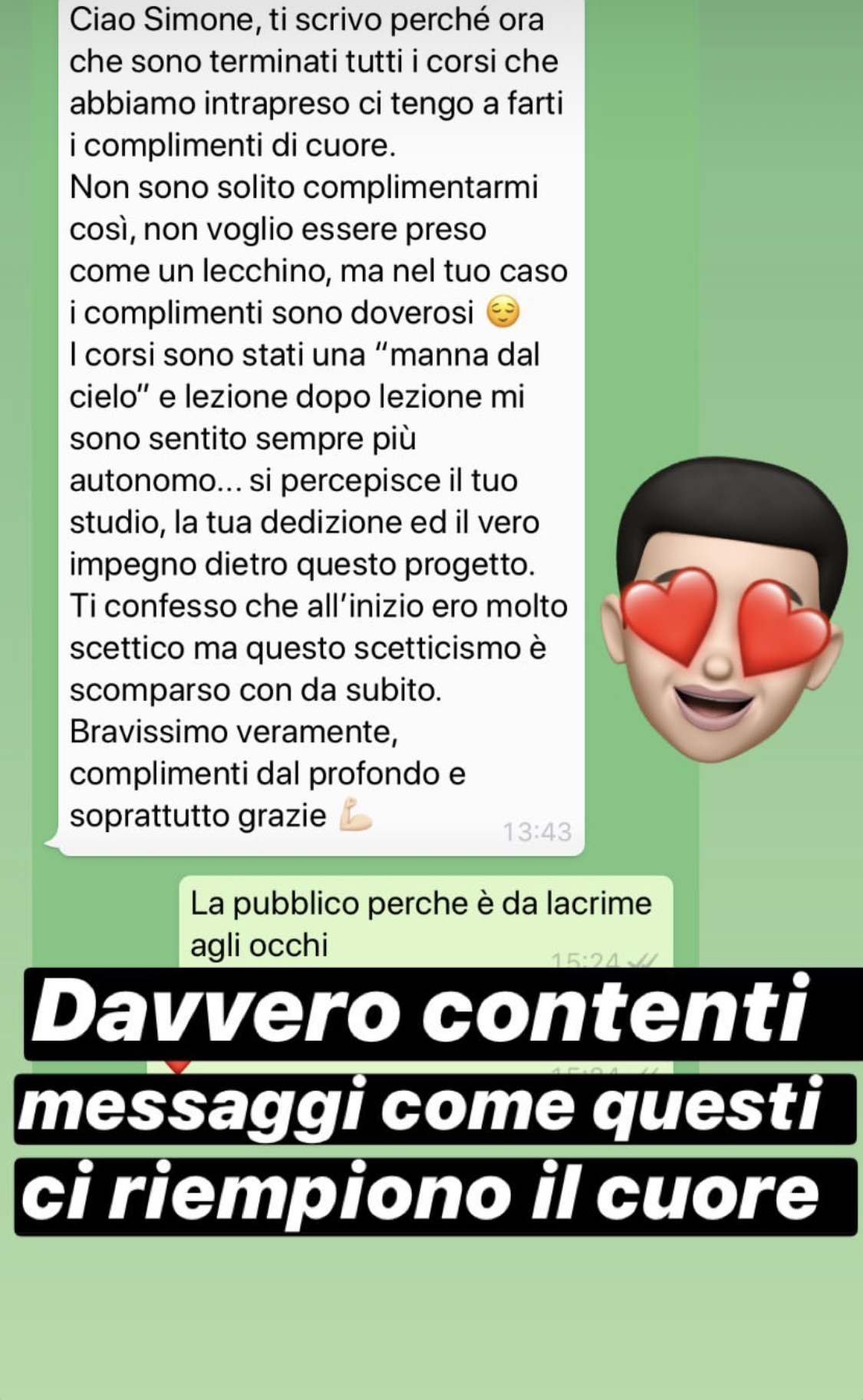 Testimonianza studente - screenshot feedback